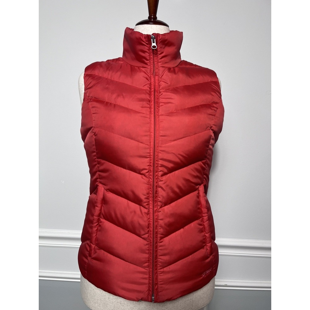 Eddie Bauer Premium Goose Down Vest Womens (S) Red Puffer Full Zip EB550 Granola